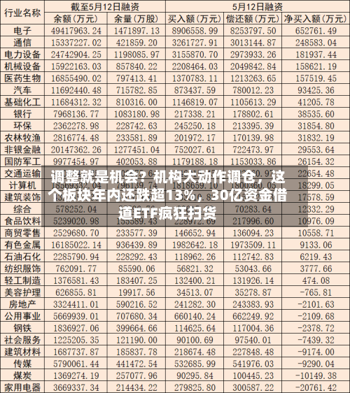 调整就是机会？机构大动作调仓，这个板块年内还跌超13%，30亿资金借道ETF疯狂扫货